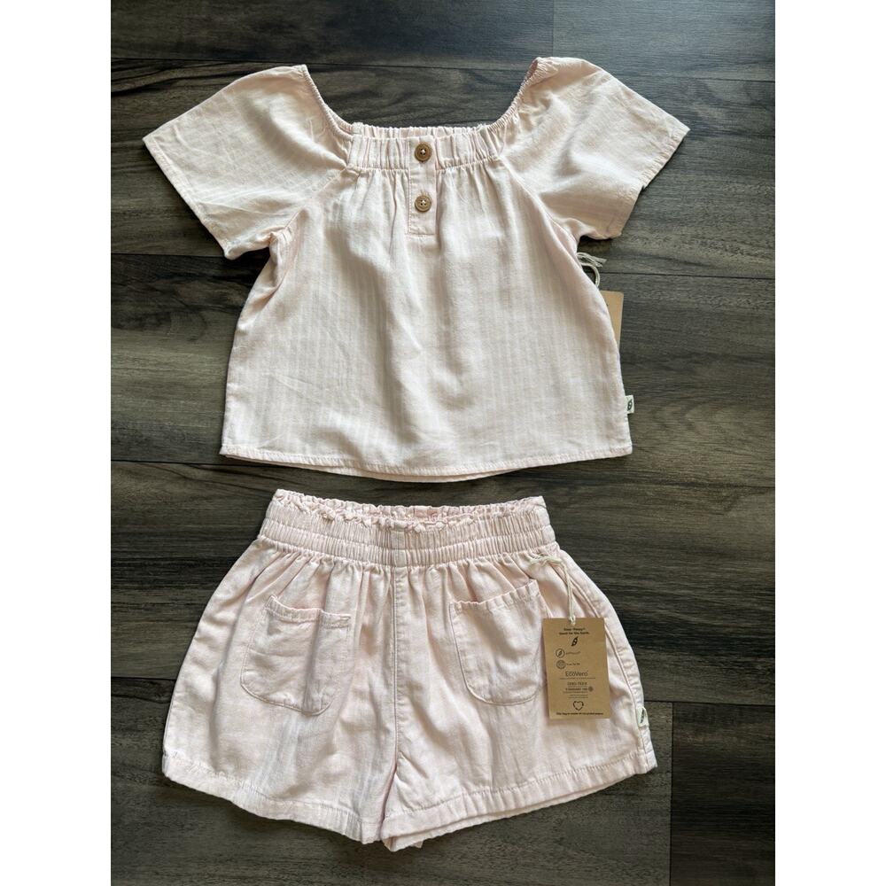 Easy-Peasy Shirt And Short Set - Girls Toddler Size 5T Pink Striped NWT
